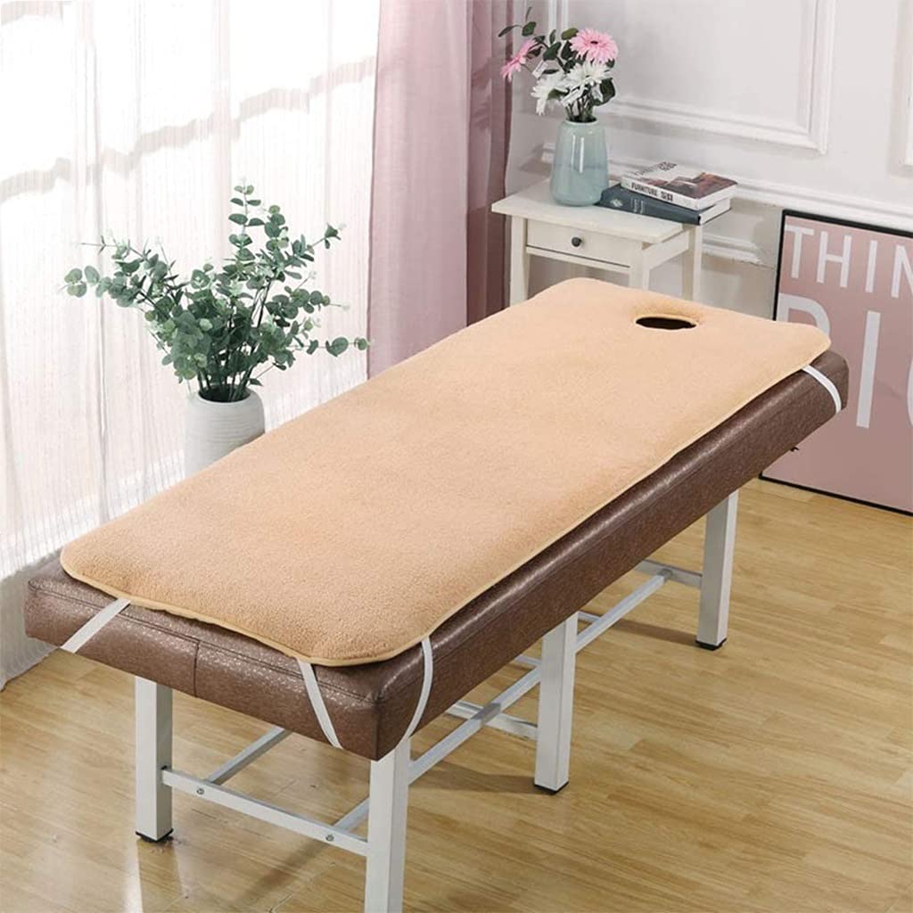 OMKUOSYA Non-Slip Massage Table Sheet - Flannel Foldable Mattress Pad Cover with Face Hole for Spa & Therapy (80X190cm, Brown) | Perfect for Professional Massage, Physical Therapy & Home Relaxation
