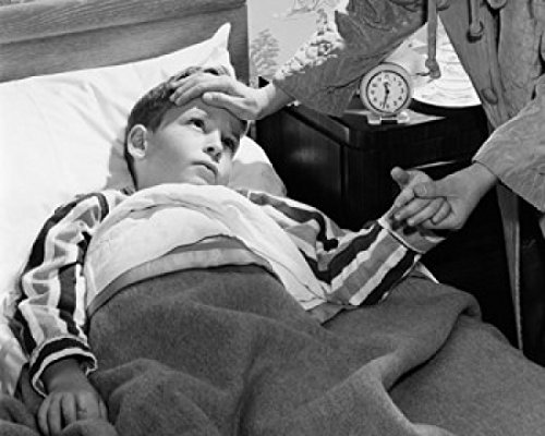 Posterazzi Mother Checking Son for Fever Poster Print, 18x24 Inches - Perfect for Home Decor, Parenting Gifts, and Healthcare Awareness
