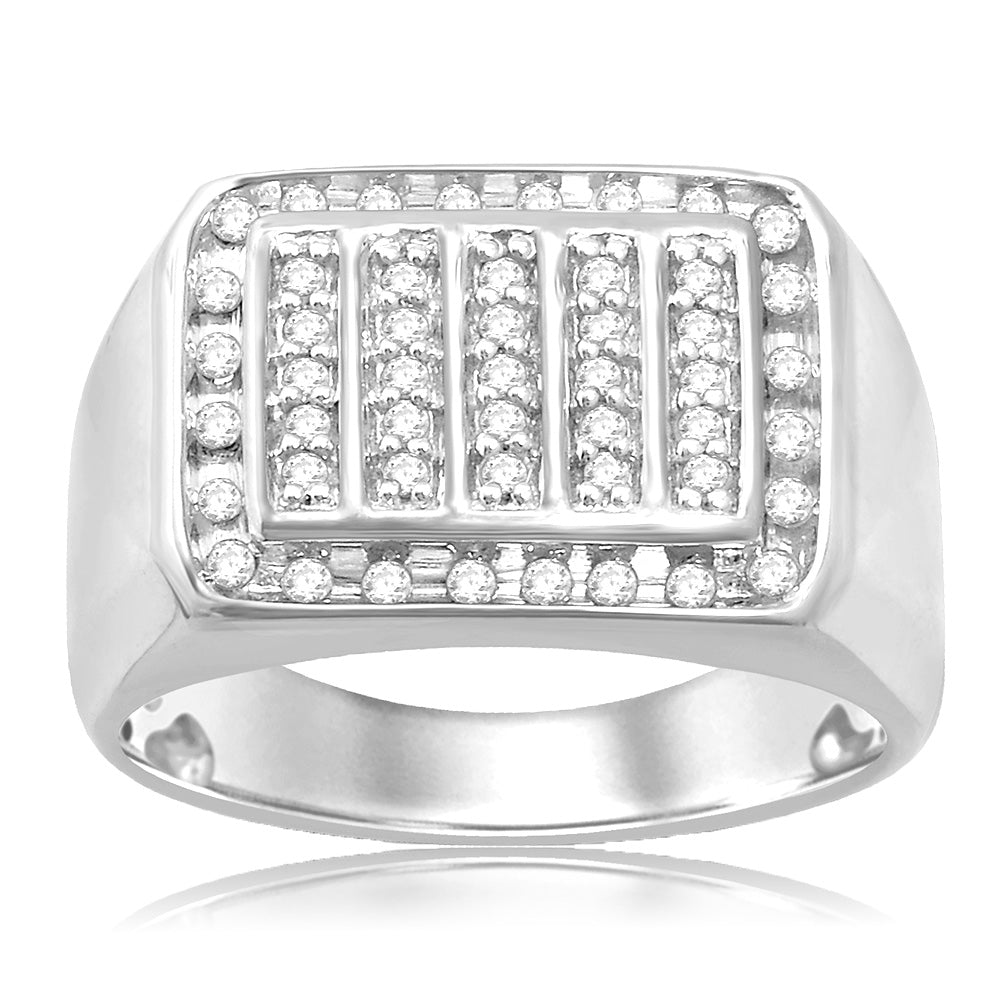 1/2 Carat Sterling Silver Men's Diamond Ring - Elegant Wedding Band & Anniversary Gift for Him