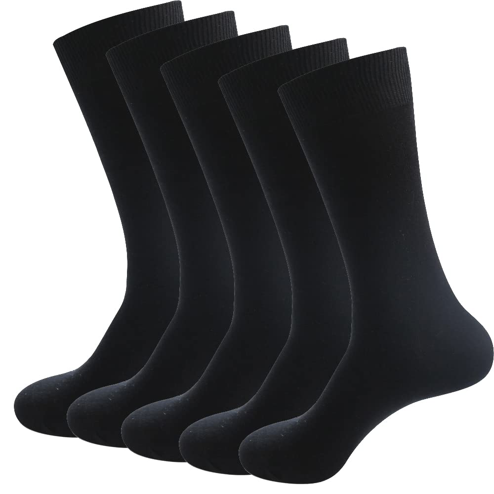 WROLEM Men's Running Socks - 5 Pack Breathable Cotton Crew Socks for Work, Dress & Athletic Performance - Perfect for Gym, Office & Daily Wear