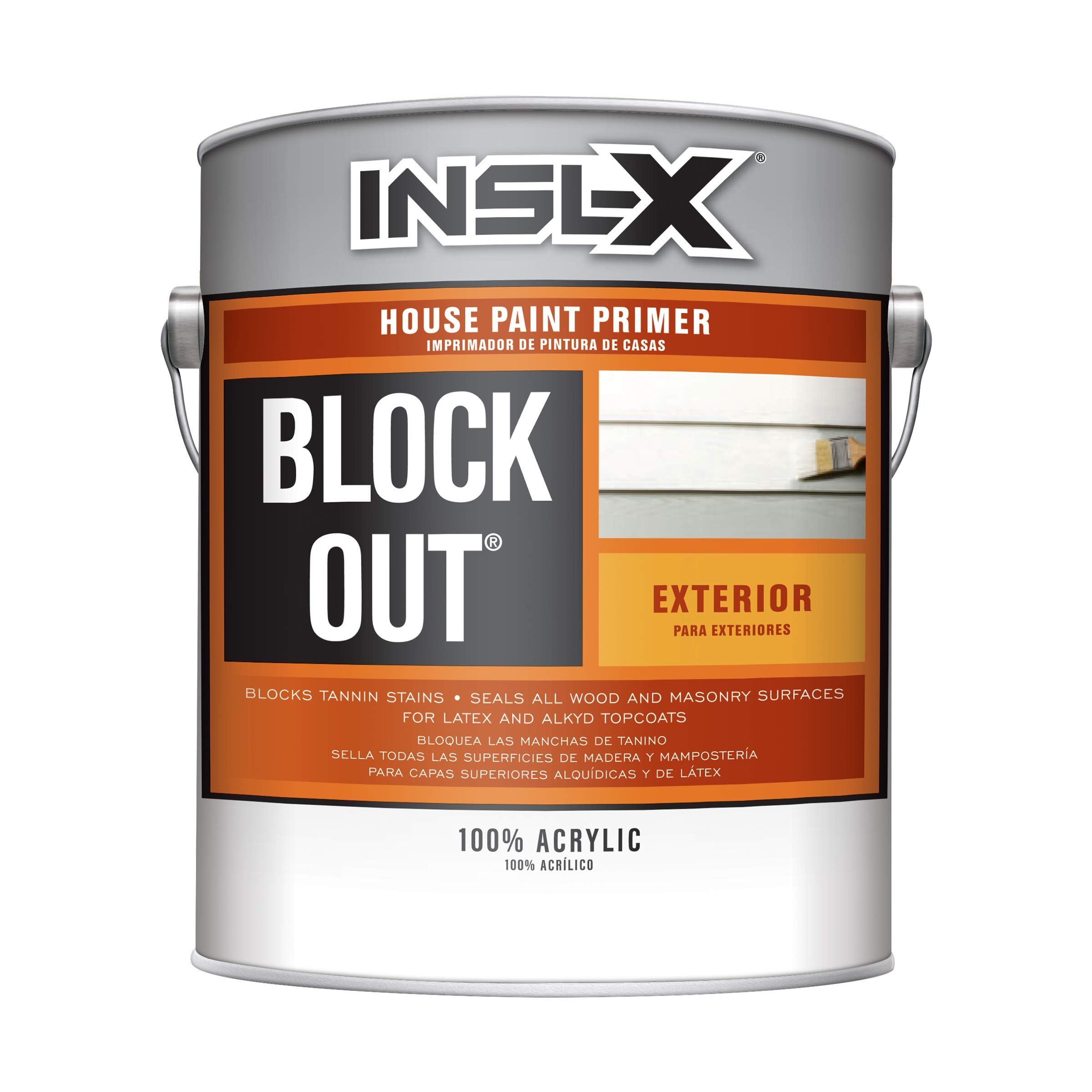 INSL-X Block Out Acrylic Exterior Wood Stain Blocking Primer - White 1 Gallon for Outdoor Furniture, Decks & Fence Protection