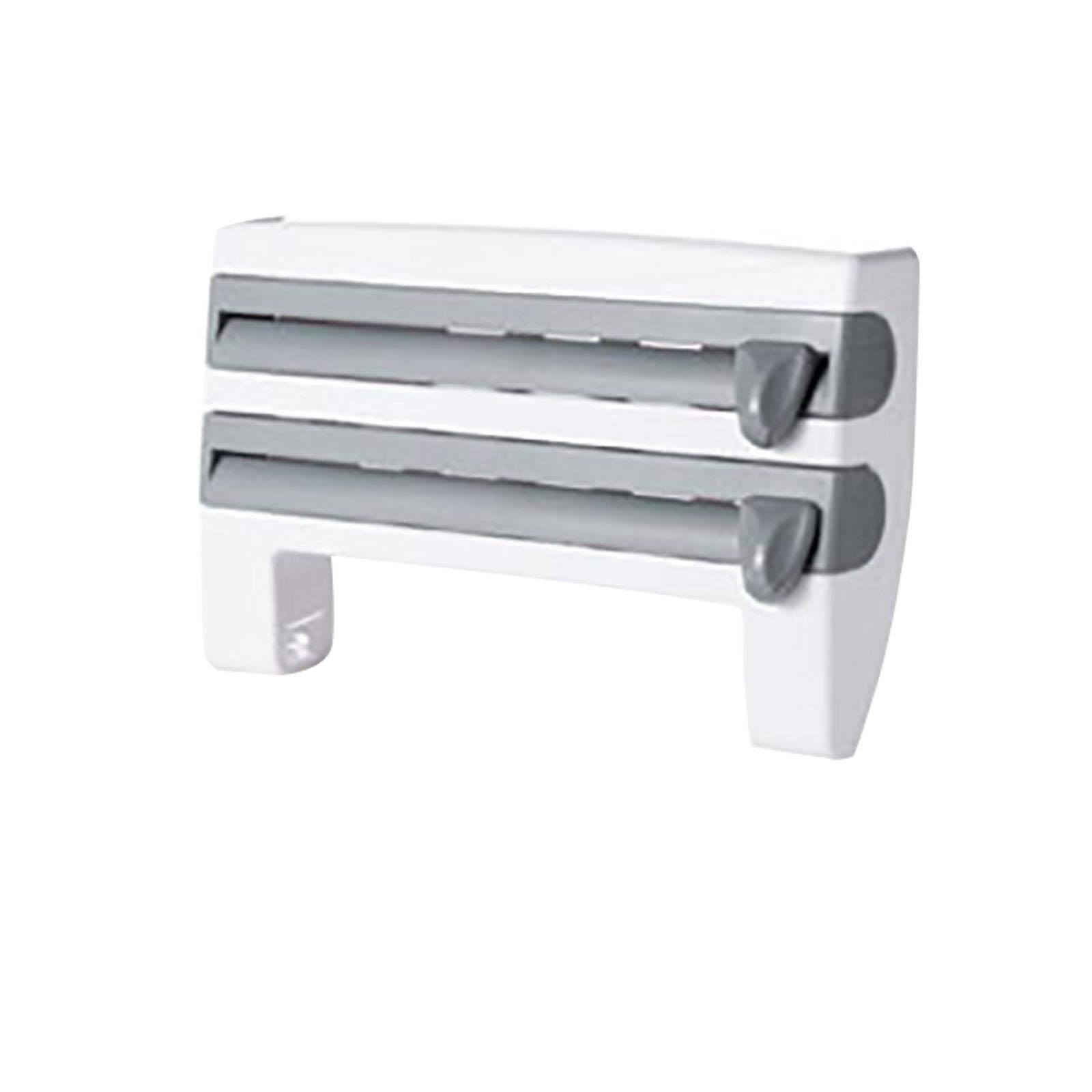 Callm 3-in-1 Wall-Mounted Kitchen Roll Holder with Cutter & Cling Film Storage Rack - Multifunctional Kitchen Organizer for Spacious Countertops