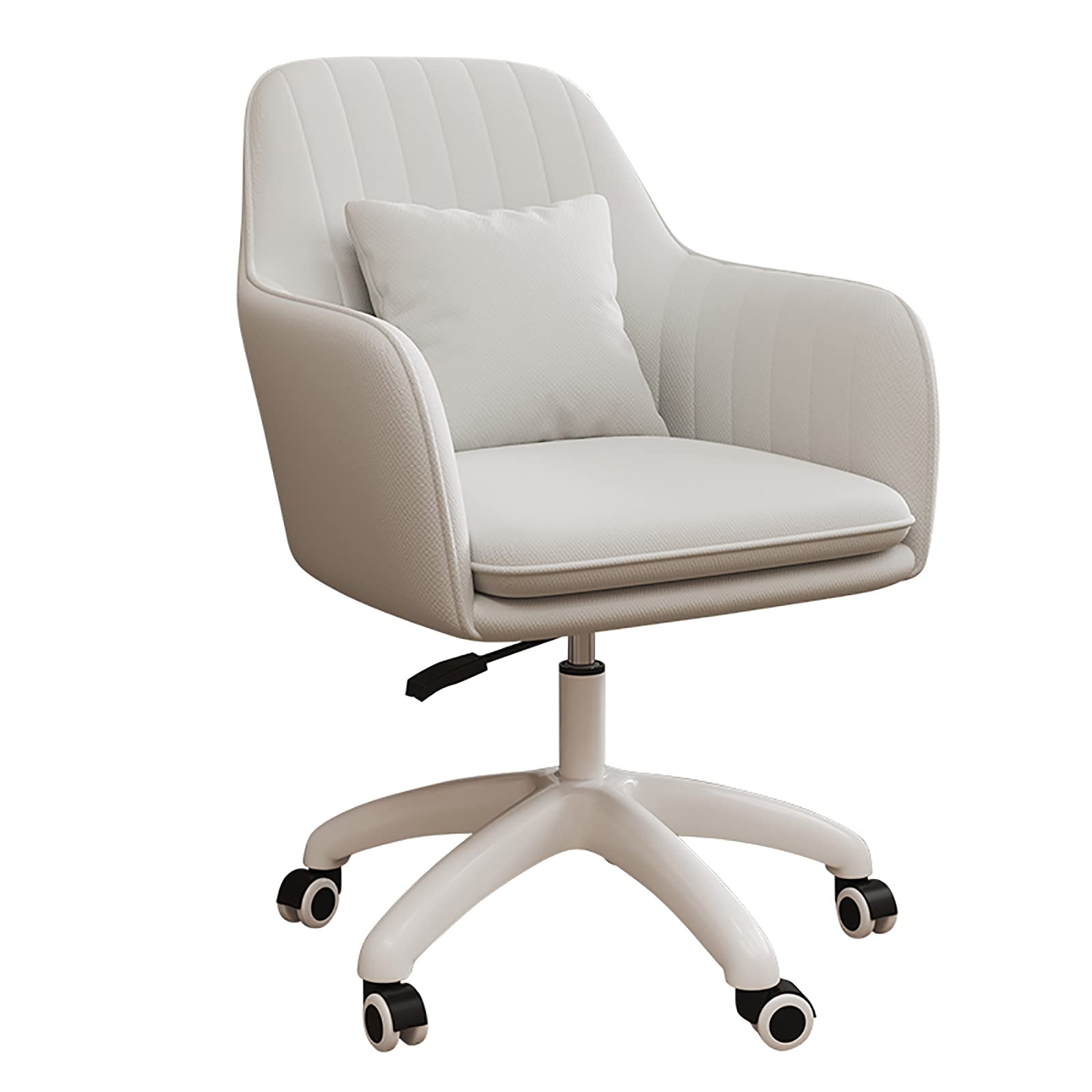 Ergonomic Velvet Swivel Office Chair - Soft Comfortable Adjustable Height Tufted Upholstered Desk Chair for Home Office, Computer Work, Gaming & Relaxation - White (60x60x80-90cm) - Perfect for Workspaces, Study Rooms & Executive Suites
