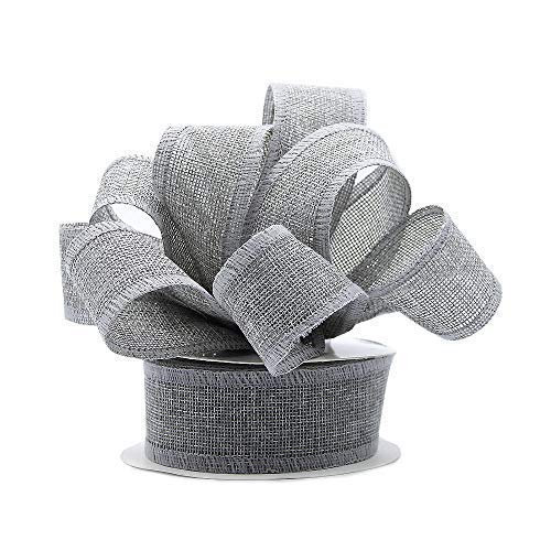 Burlap Ribbon Silver 1-1/2 Inch x 10 Yards - Handmade Craft Wedding Decor, Gift Wrapping, DIY Bows, Floral Arrangements, Party & Home Decoration
