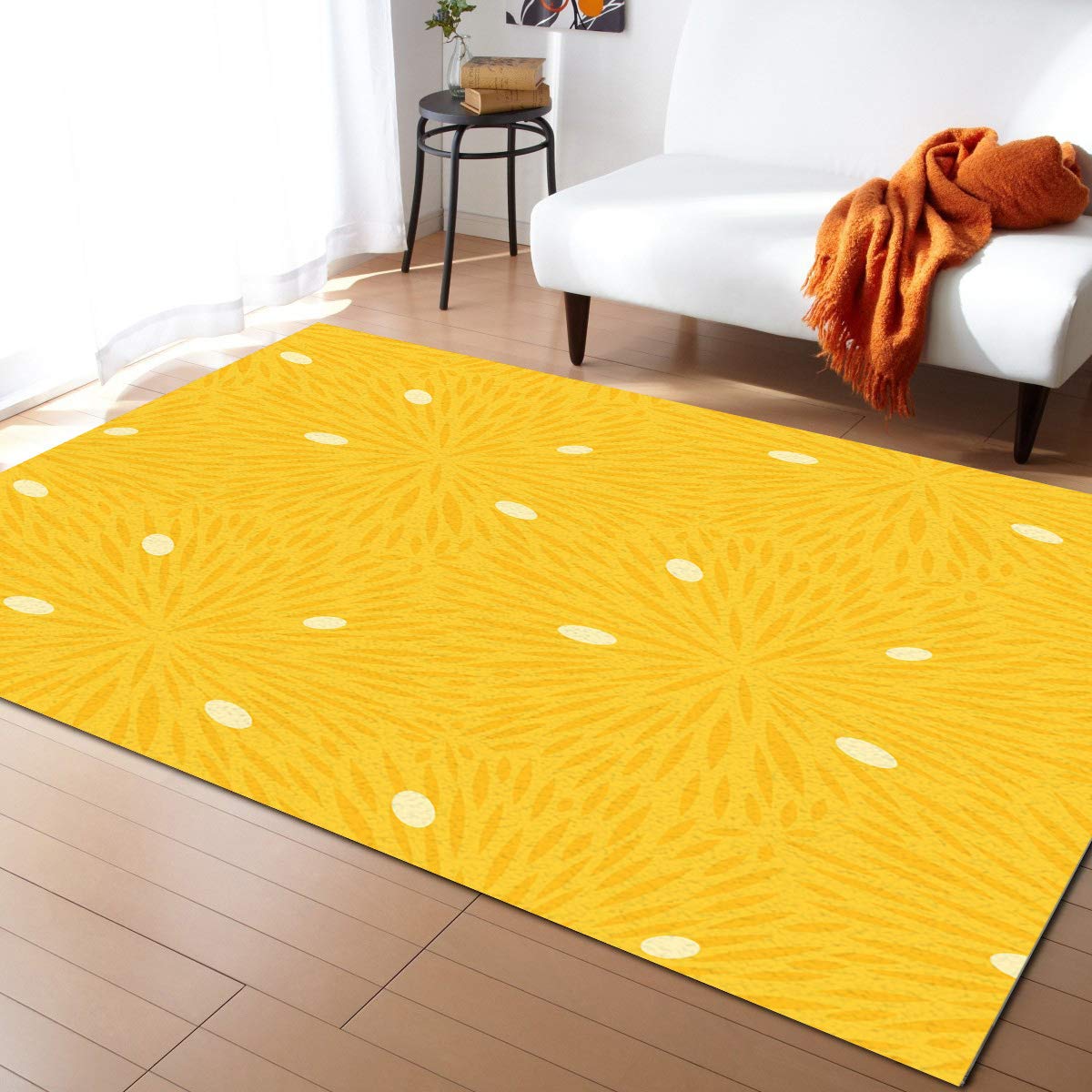5x6.9ft Washable Non-Slip Indoor/Outdoor Accent Rug - Bathroom Mat, Front Door Carpet, Bedroom & Kitchen Floor Decor (Lemon Pattern) | Perfect for High Traffic Areas, Pet-Friendly Homes & Cozy Spaces