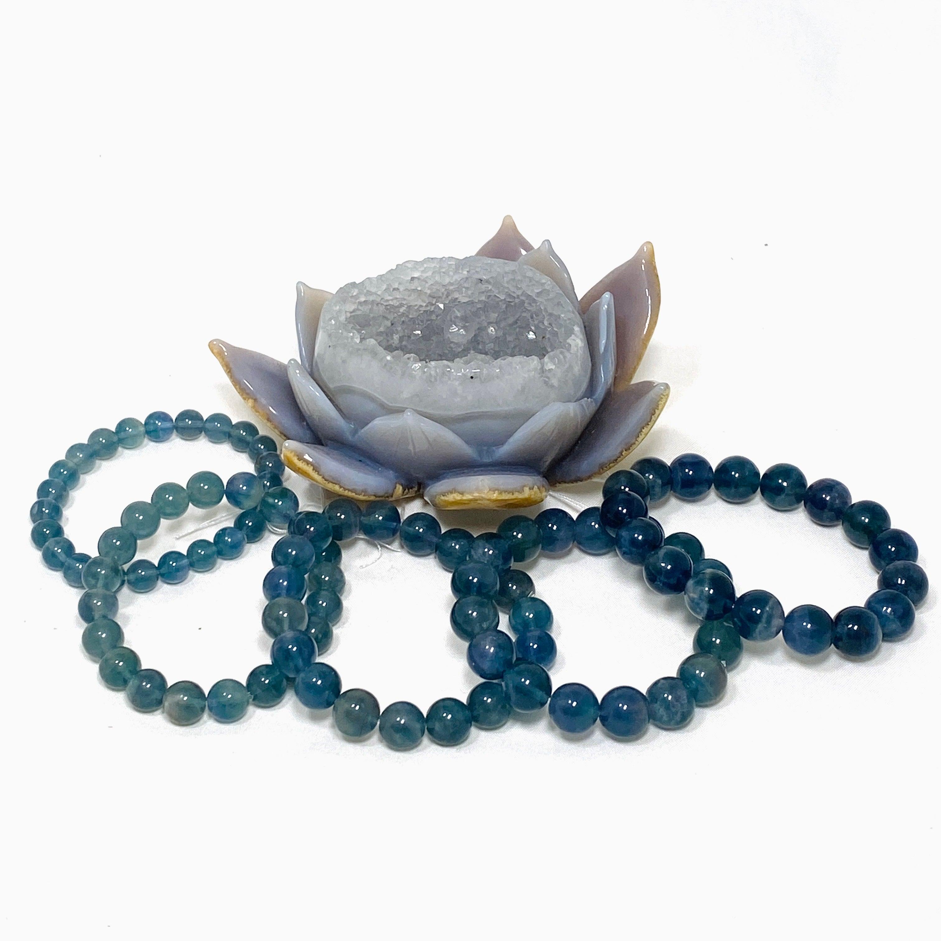 Natural Blue Fluorite Crystal Bracelet for Women - Healing Stone Jewelry for Stress Relief & Positive Energy - Perfect for Meditation, Yoga & Spiritual Gifts