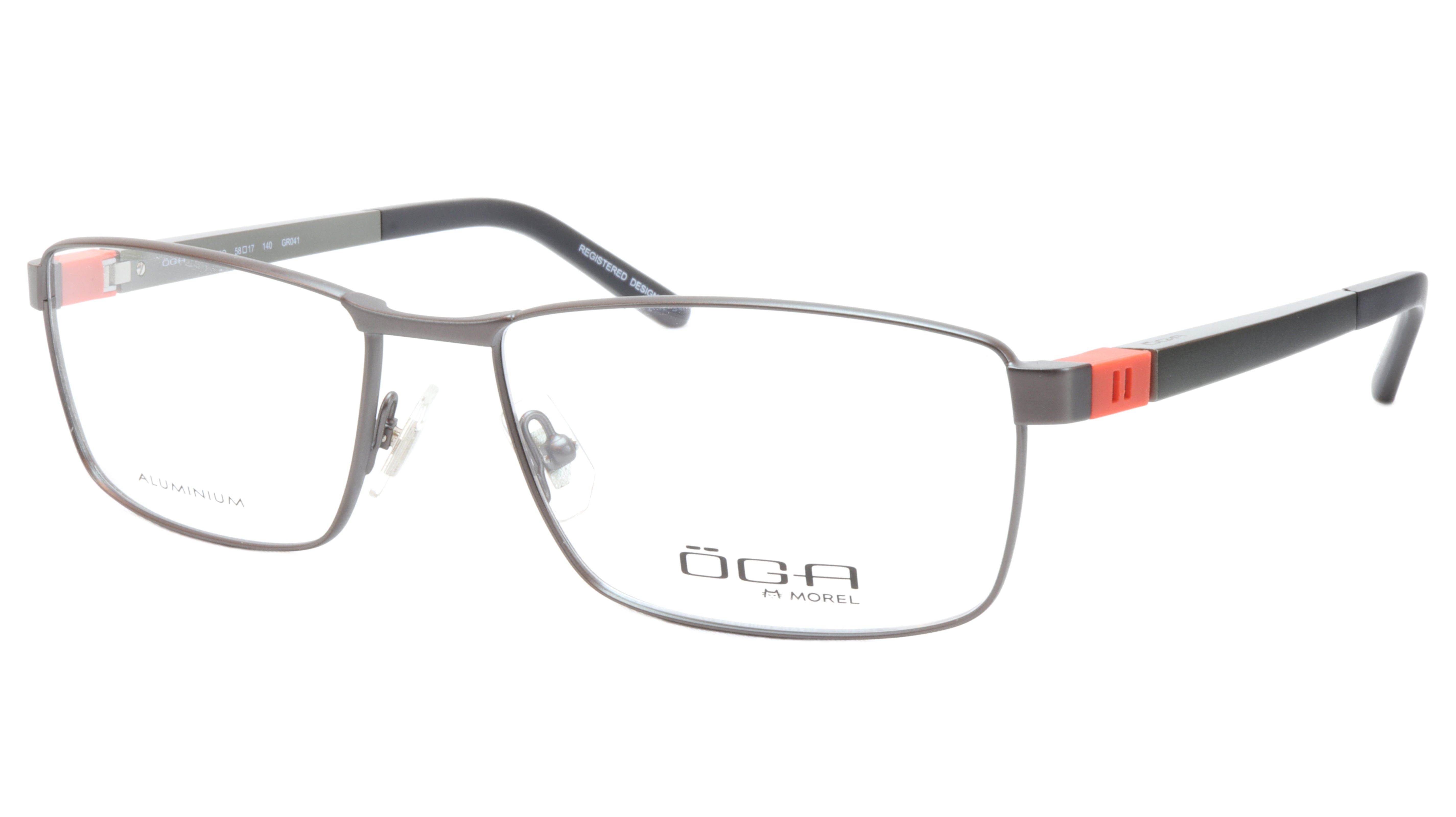 OGA Morel Eyeglasses Frame 81730 GR041 - Premium Metal & Acetate Blend in Black, Silver & Orange - French Designer Eyewear for Men & Women - Perfect for Work, Reading & Fashion Accessories