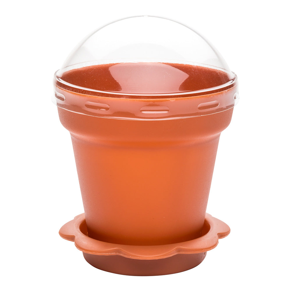 6 oz Terracotta Plastic Mini Flower Pot Cup with Lid - 3x3x3 Inches - Pack of 100 - Perfect for Seedlings, Succulents, and DIY Craft Projects