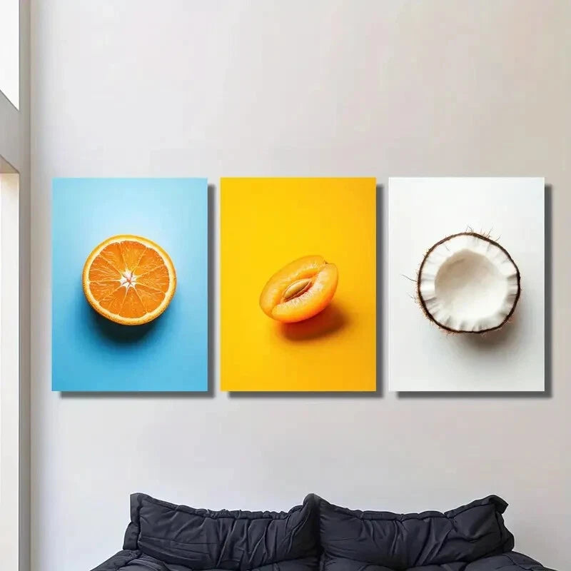 3-Piece Orange Slices, Bright Apricot & Coconut Wall Art Set - Framed Canvas 40x60cm - High Quality Print - 100% Australian Made - Ready to Hang - Perfect for Kitchen, Dining Room & Home Decor