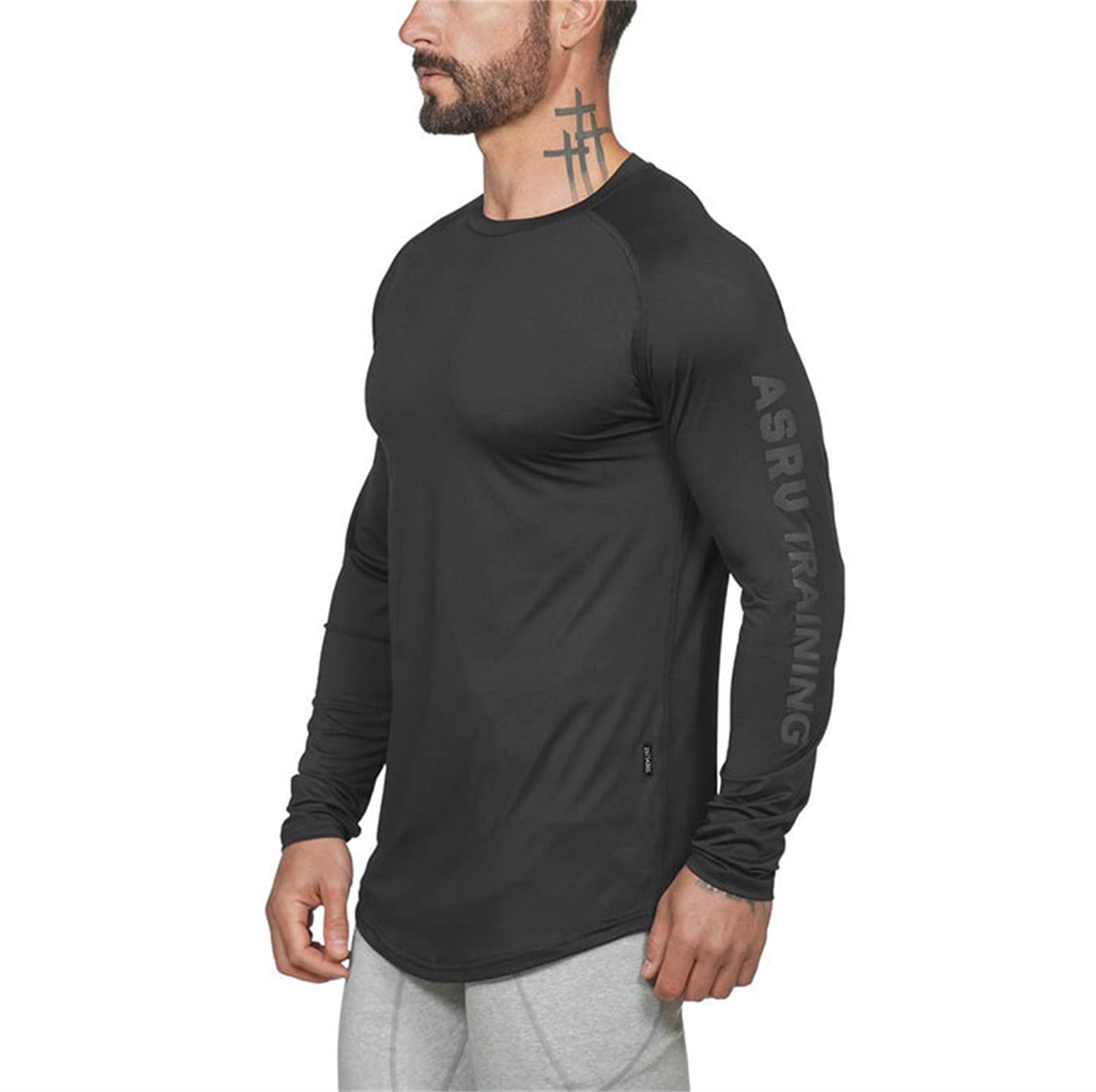 Men's Athletic Long Sleeve T-Shirt - Stretch Muscle Fit Workout Shirt for Gym, Running & Training - Breathable Casual Sportswear Top for Active Lifestyle