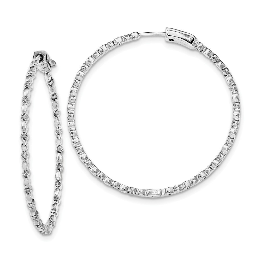 14K Sterling Silver Rhodium-Plated Diamond Hoop Earrings for Women - Elegant Everyday & Special Occasion Jewelry Gift