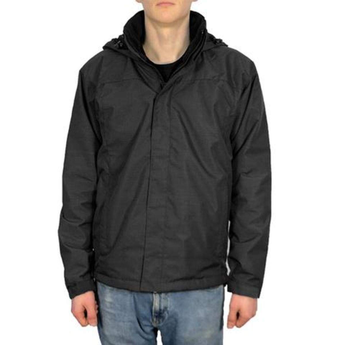 GAME Men's DRX Fleece Lined Jacket - Winter Warm Waterproof Windproof Outdoor Coat for Hiking, Camping & Casual Wear - Black