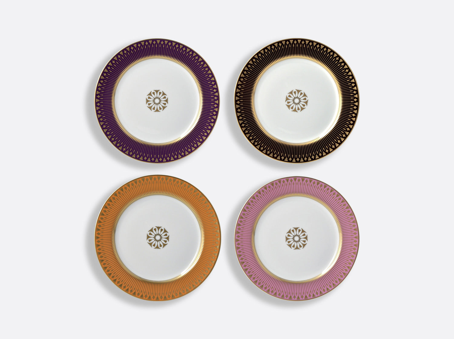 Bernardaud Soleil Levant 4-Piece Salad Plate Set - 8.5 Inch Porcelain Appetizer Dishes for Fine Dining & Entertaining