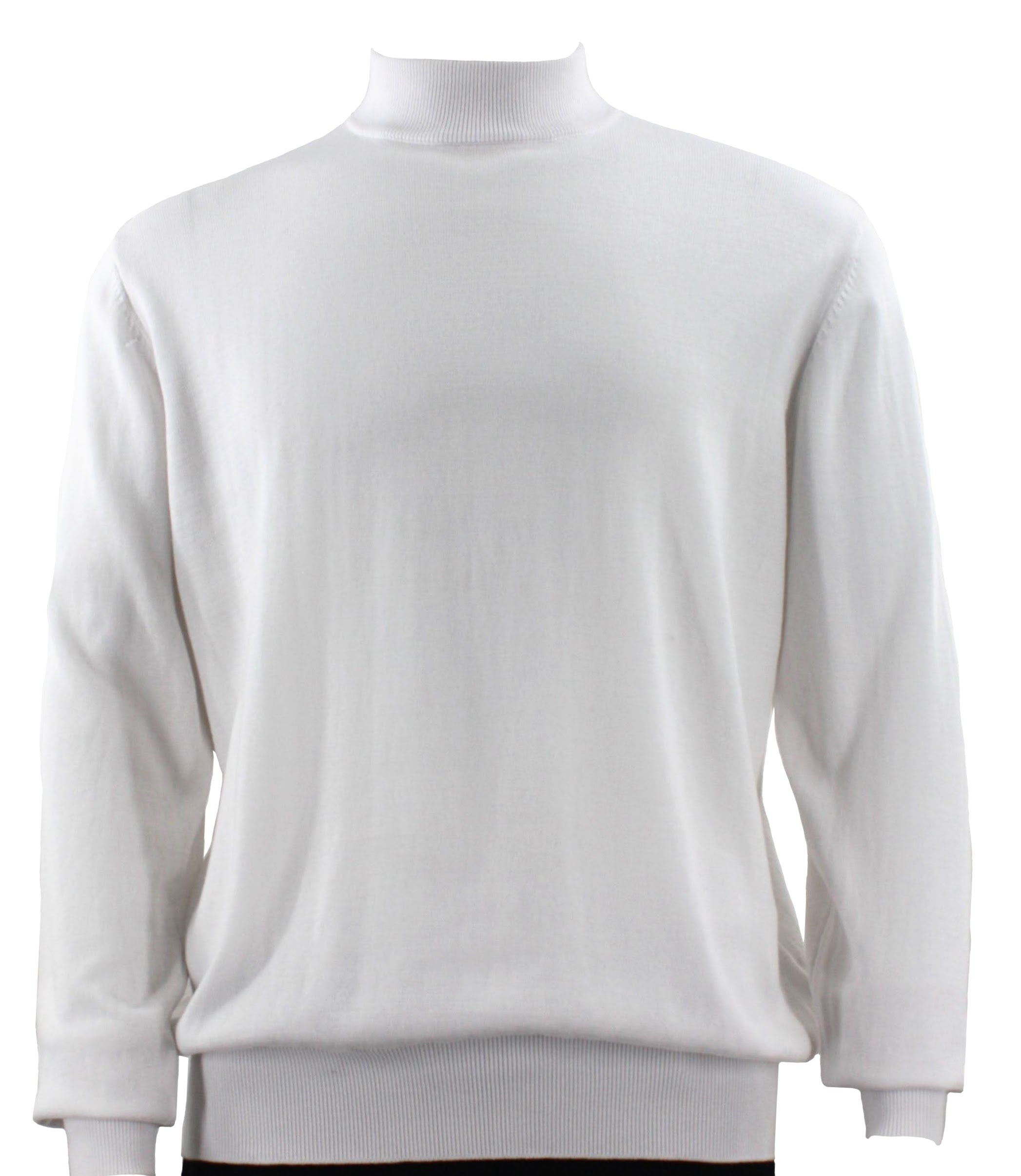 Bassiri Long Sleeve Mock Neck White Sweater 630 - Women's Casual Winter Pullover for Office, Date Night & Holiday Outfits