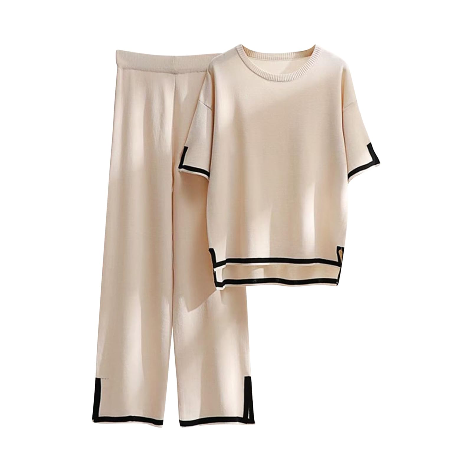 Women's 2-Piece Co Ord Sets - Soft Silk Feel Oversized Knit Pullover & Wide Leg Lounge Pants | Casual Sweater Outfits for Homewear, Elegant Tracksuit Sets | Perfect for Relaxing, Lounging & Comfortable Everyday Wear