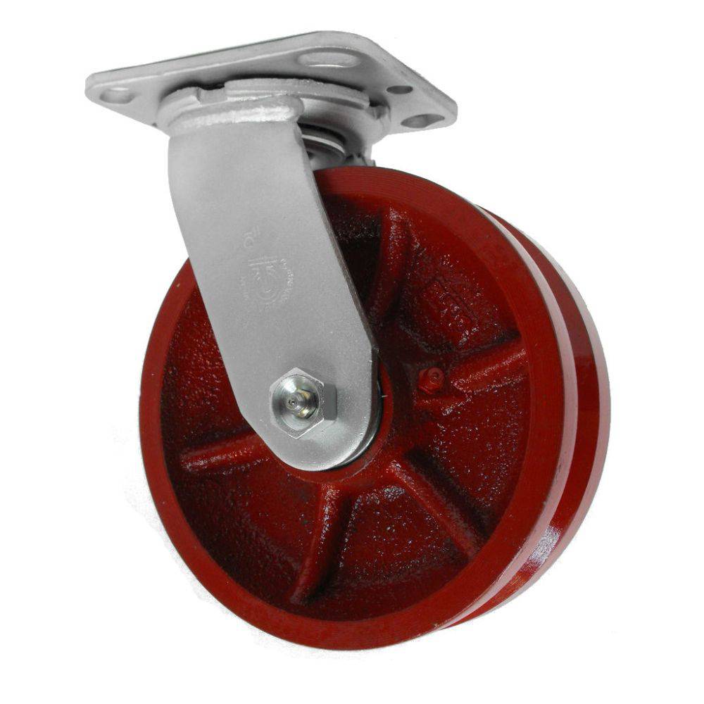 6 x 2 Inch V Groove Ductile Steel Swivel Casters - Medium Duty 1500 lbs Capacity - Heavy Duty Wheels for Industrial Equipment, Warehouse Carts & Workbenches
