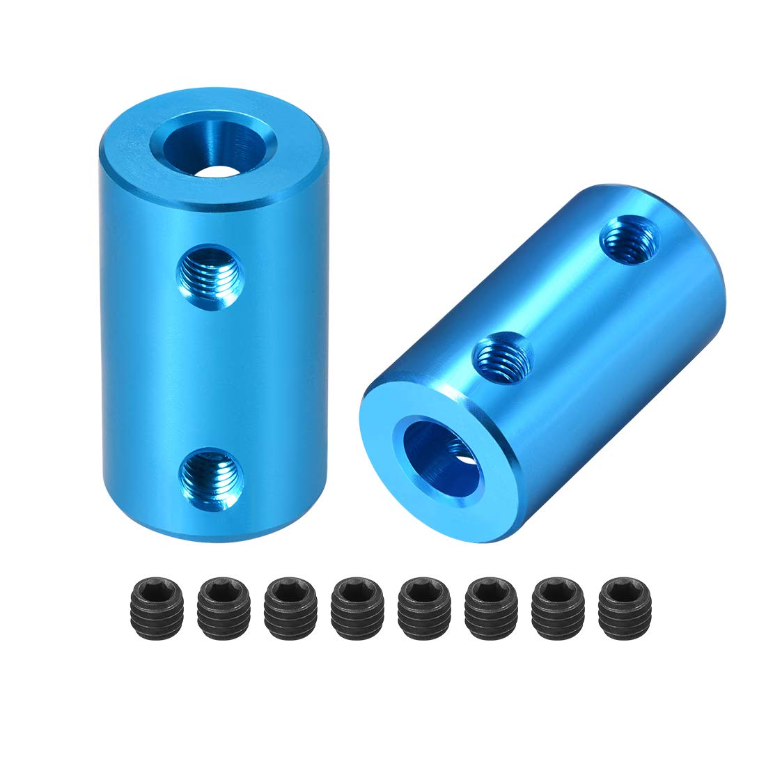 uxcell 6mm to 6mm Bore Aluminum Alloy Rigid Coupling Set Screw (L25XD14) - Shaft Coupler Connector for 3D Printers & Motors - Blue (2pcs) - Perfect for CNC Machines, Robotics & DIY Projects
