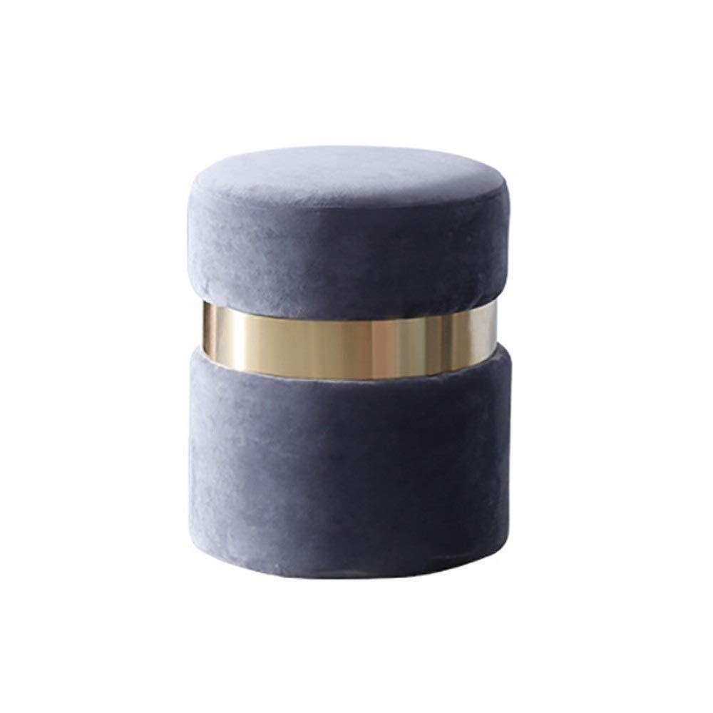 Tufted Round Upholstered Foot Rest Stool - Modern Pleated Ottoman Bench for Bedroom, Living Room & Entryway (37x45cm, Gray) | Perfect for Dressing, Relaxing & Home Decor