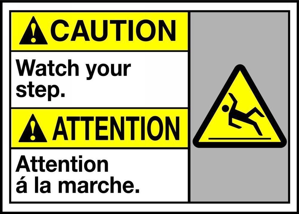 Caution Watch Your Step - Non-Slip Safety Sign for Wet Floors, Stairs, and Hazardous Areas