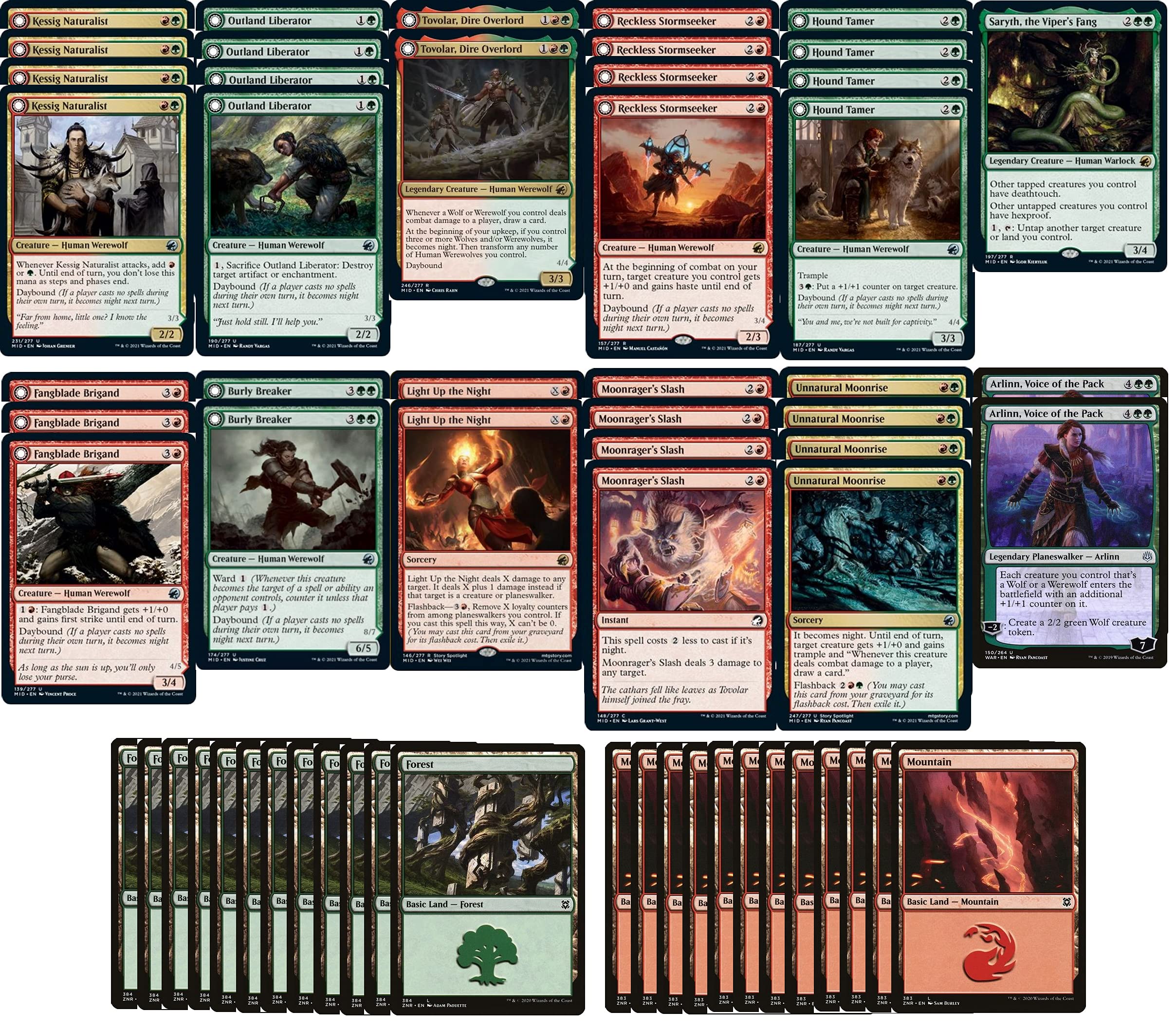 Elite Gruul Werewolf Deck - Red Green MTG Deck - Powerful Modern Legal Custom Built Magic The Gathering 60 Card Deck - Perfect for Competitive Play & Casual Gaming