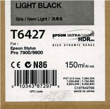Epson T642700 Ultrachrome HDR Ink Cartridge 150ml Light Black for Epson 7890/7900/9890/9900 Printers - Perfect for Fine Art Photography & Professional Printing