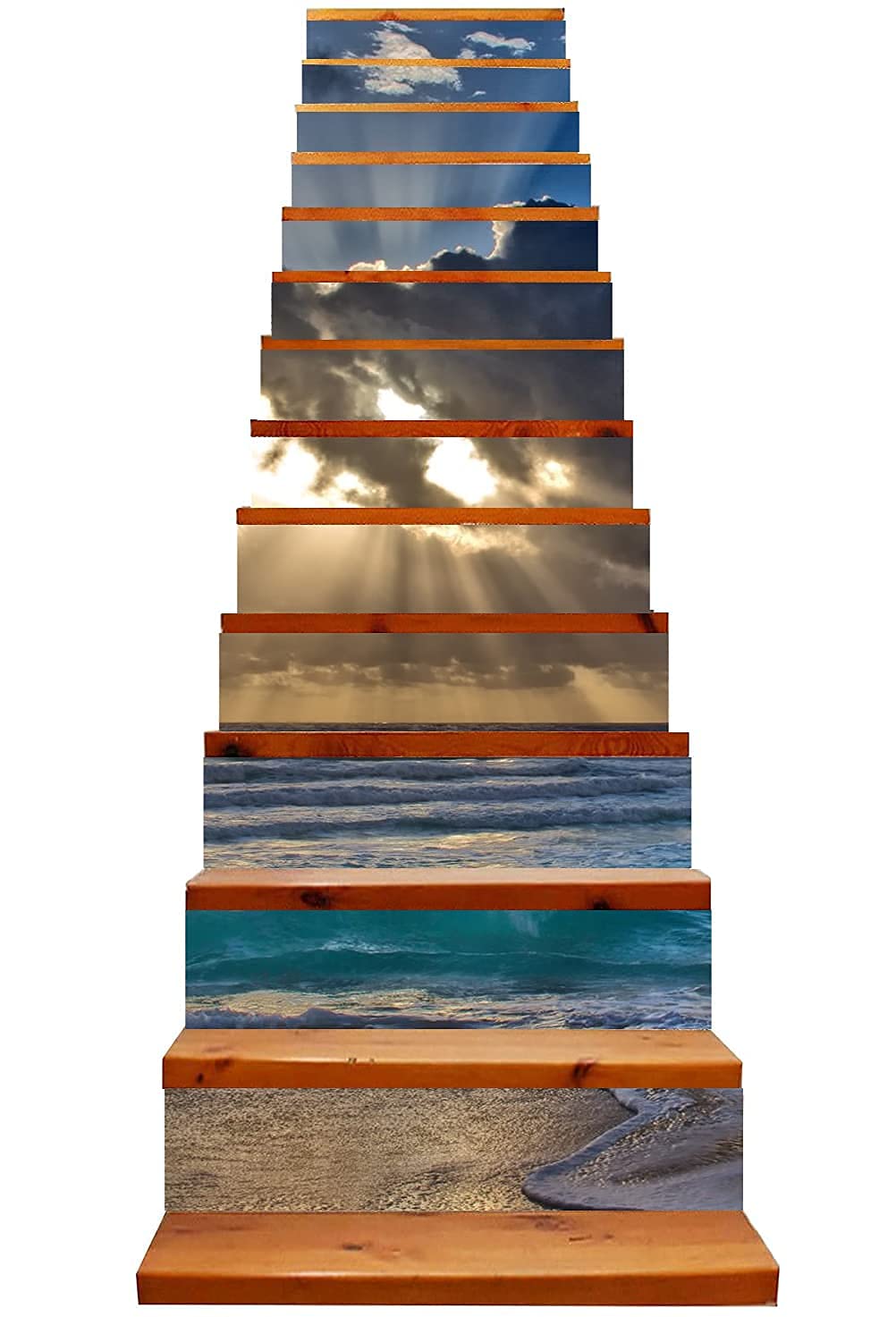 Premium Self-Adhesive Stair Decals - Peel and Stick Vinyl Stair Risers for Wooden Steps - Made in USA - DIY Home Decor (7