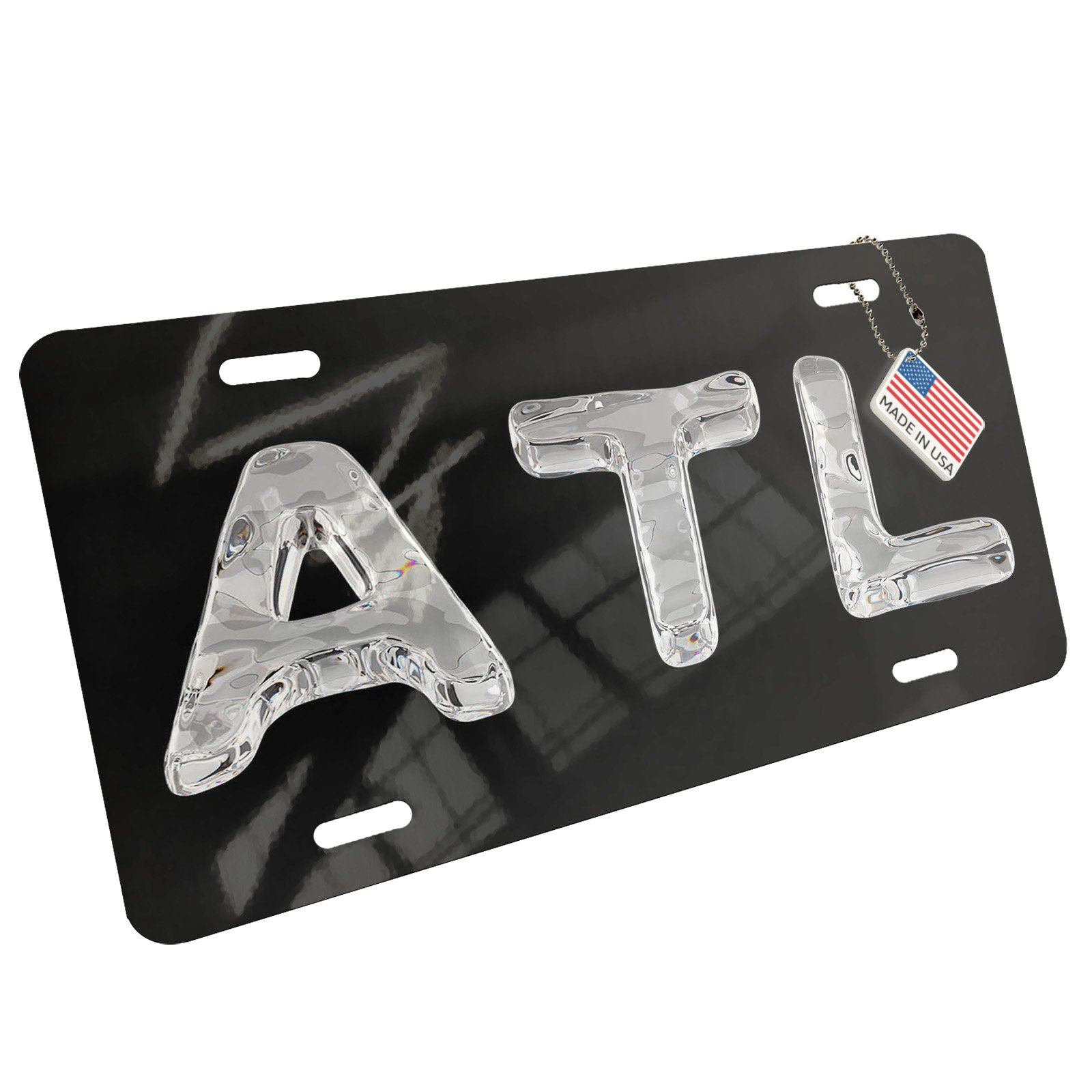 Premium Metal License Plate with Clear Ice Cubes - Black Finish | Durable & Stylish for Bars, Restaurants, and Home Decor