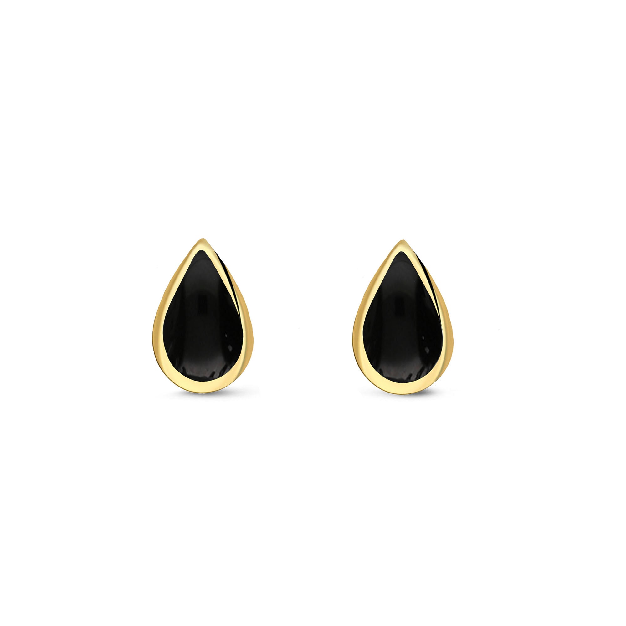 Yellow Gold Vermeil Whitby Jet Teardrop Stud Earrings - Elegant Dangle Earrings for Women, Perfect for Weddings, Parties & Everyday Wear