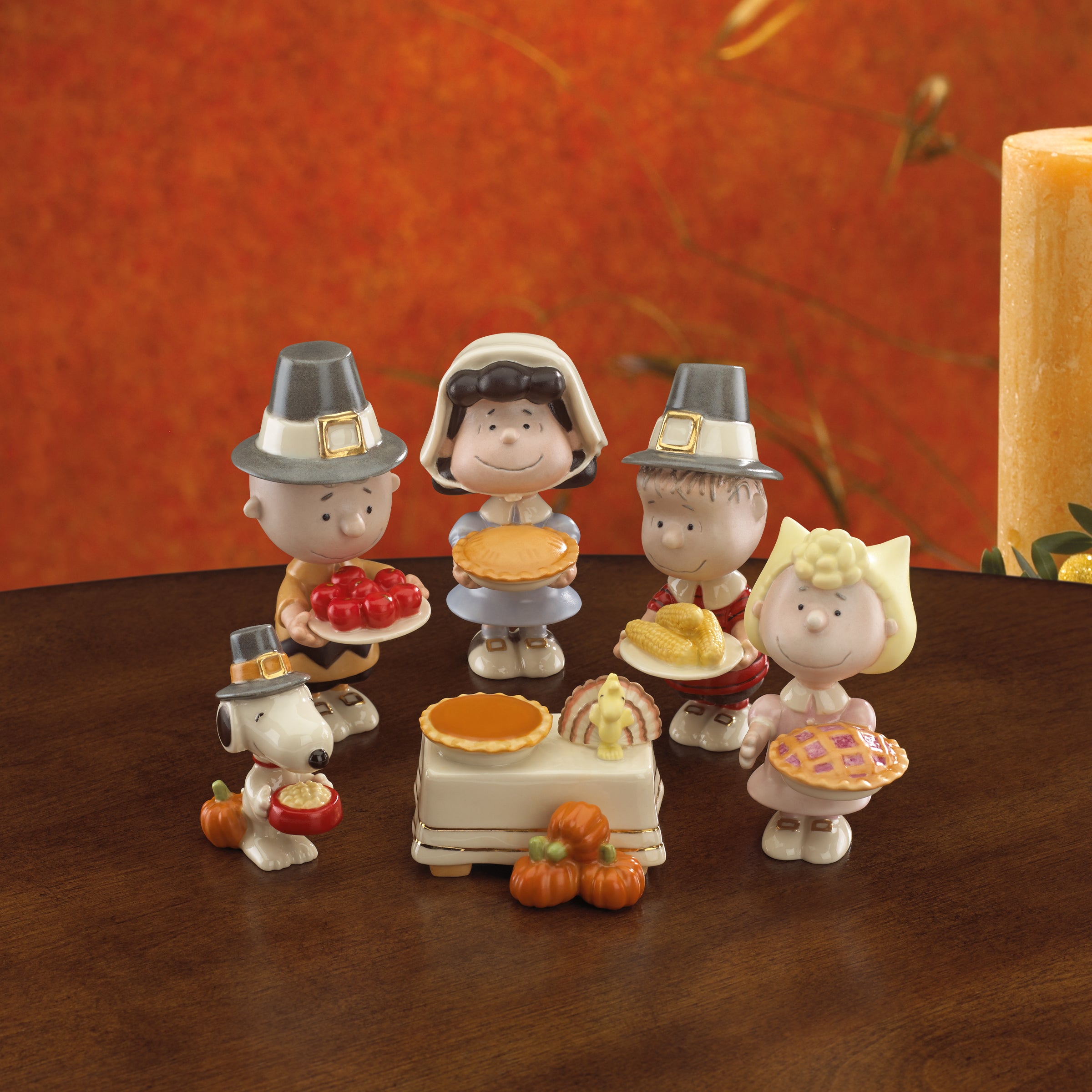 Peanuts Thanksgiving Figurine Set - 6 Piece Holiday Decor Collection for Tabletop, Mantel, and Seasonal Home Decor