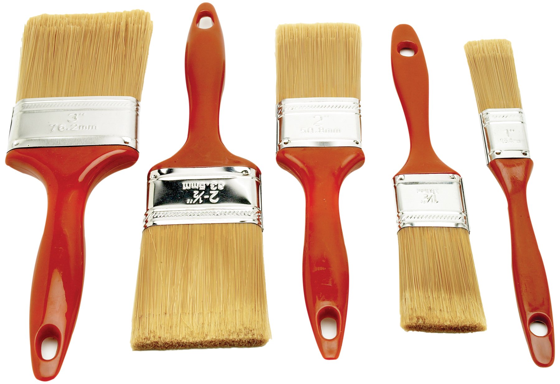Performance Tool 1452 Professional 5-Piece Polyester Paint Brush Set for Home DIY, Wall Painting, Furniture Refinishing & Craft Projects