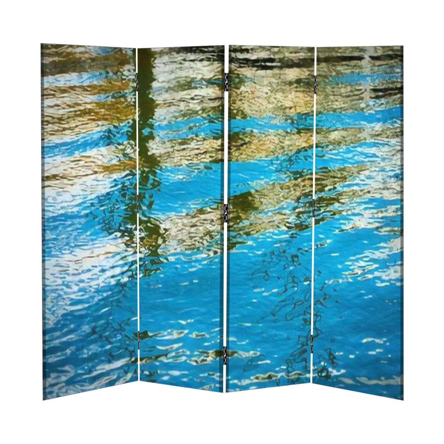 4-Panel Canvas Room Divider Screen - Gulf of Mexico Water Reflections Design | Folding Privacy Partition for Home & Office | Temporary Wall Divider for Living Room, Bedroom, or Studio