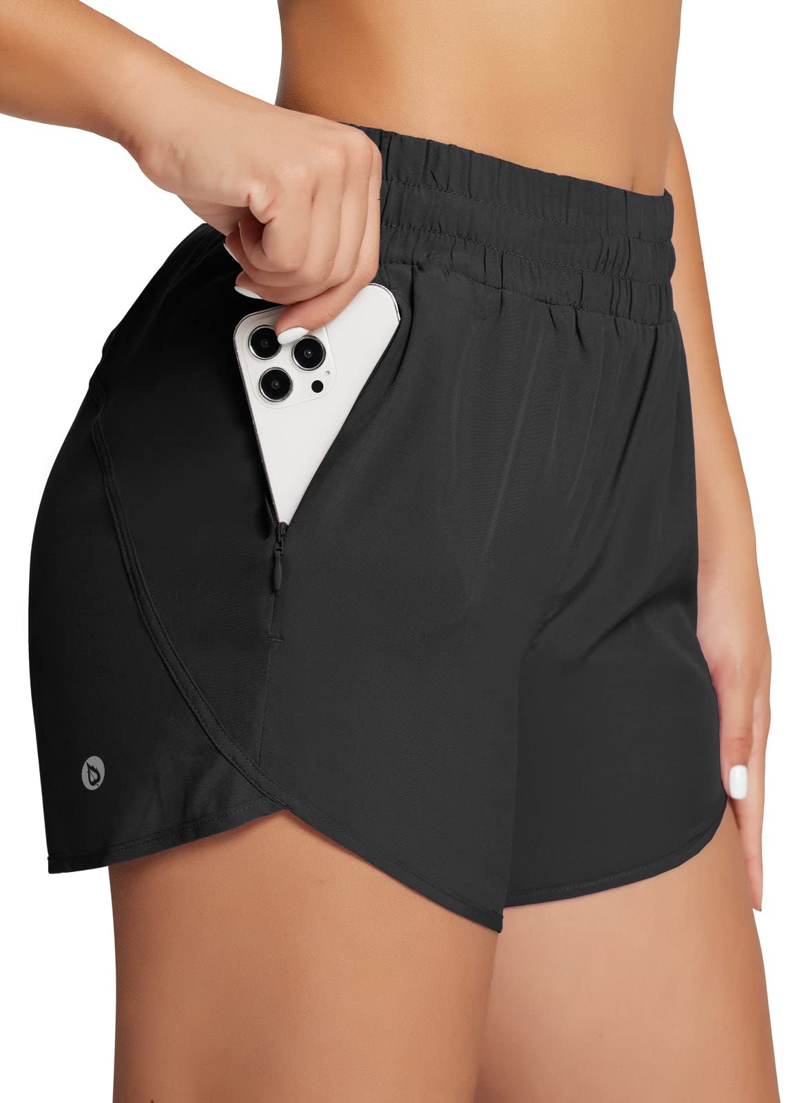 BALEAF Women's 4 Inch Running Shorts with Zipper Pockets - Quick Dry Lightweight Athletic Shorts with Liner for Workout, Gym, Sports & Summer Activities | Perfect for Jogging, Yoga & Outdoor Exercise