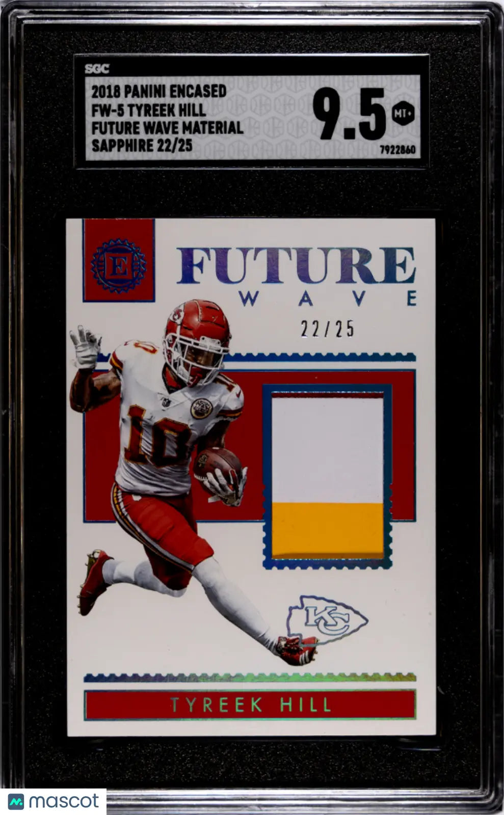 2018 Panini Encased Tyreek Hill Future Wave Material Sapphire SGC 9.5 Graded Football Card - Rare Collectible for Sports Memorabilia & Trading Card Enthusiasts - Perfect for Display, Investment, and Fantasy Football Fans