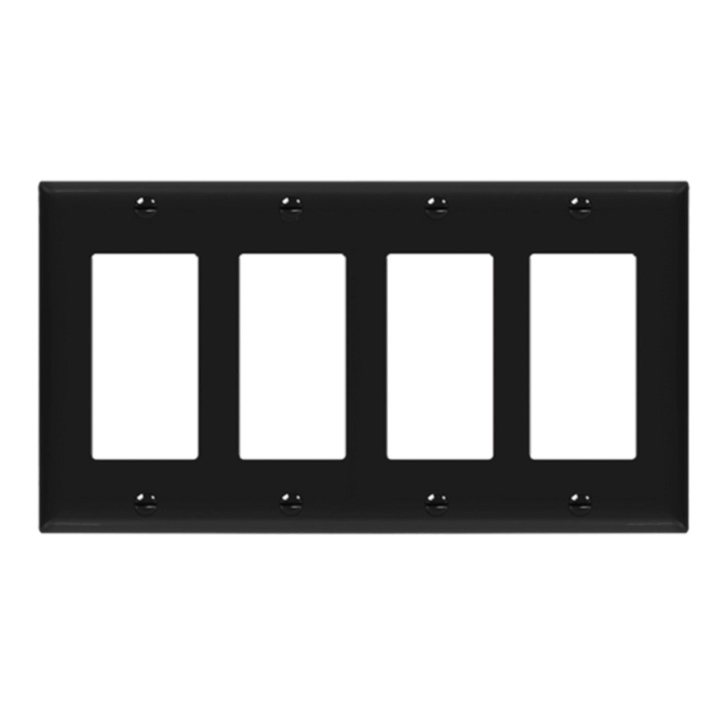 4 Gang Decorator Rocker Wall Plate - Black Electrical Outlet Cover for Home & Office - Perfect for Living Room, Bedroom, and Kitchen Decor