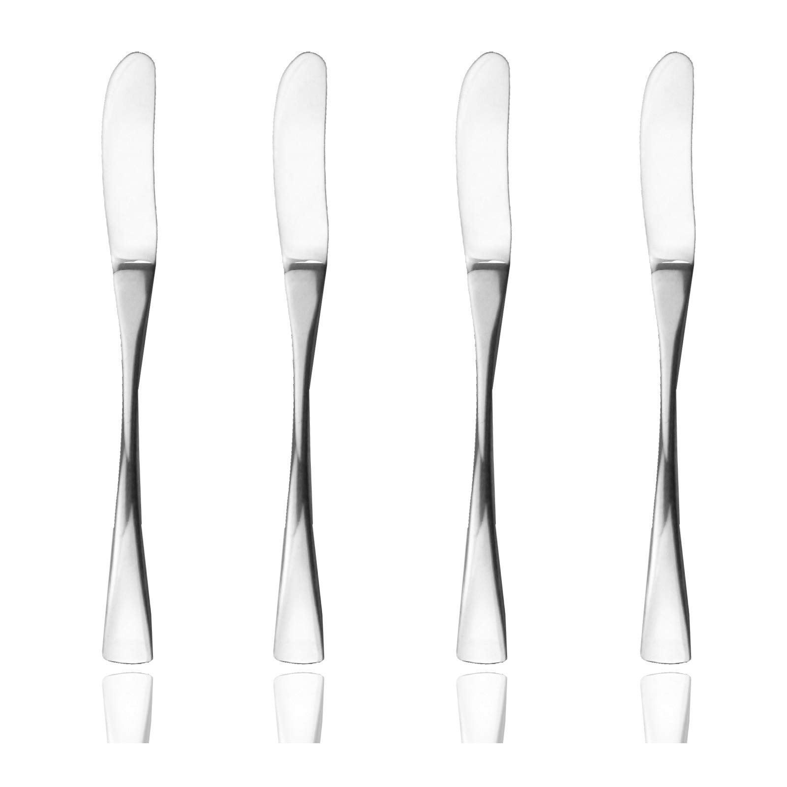 JASHII Stainless Steel Butter Knife Set of 4 - Durable Cheese Spreaders for Breakfast, Baking & Entertaining - Perfect for Butter, Jam, Cream Cheese & Condiments (Silver)