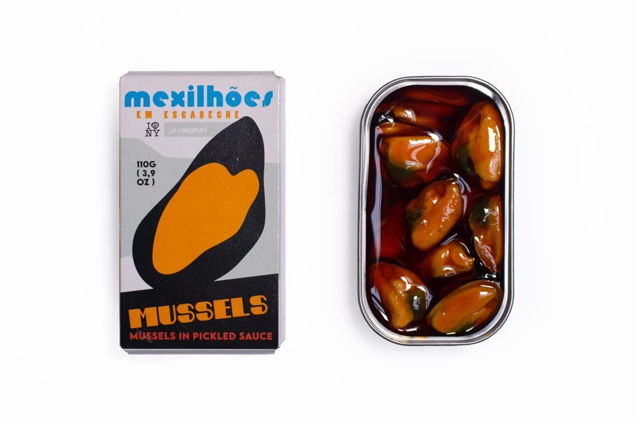 Premium Spanish Mussels in Pickled Sauce - Rich in B Vitamins & Omega-3 | Ati Manel Canned Seafood | 110g Can | Perfect for Salads, Pasta & Tapas