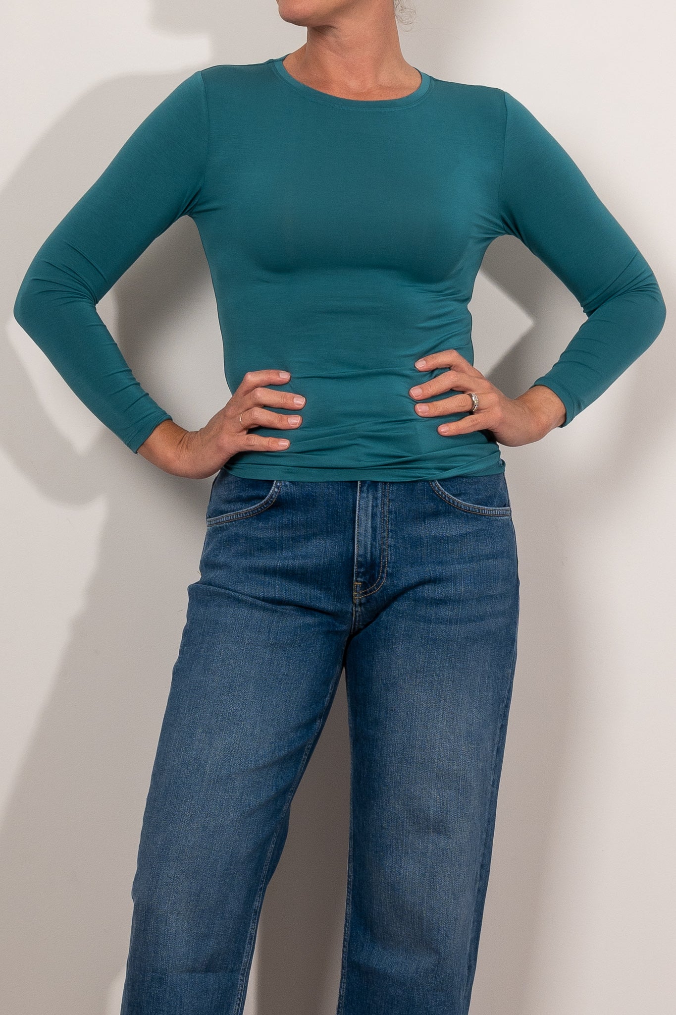 Tani Women's High Neck Long Sleeve Micromodal T-Shirt - Soft Stretchy Comfort Top for Yoga, Workout & Casual Wear