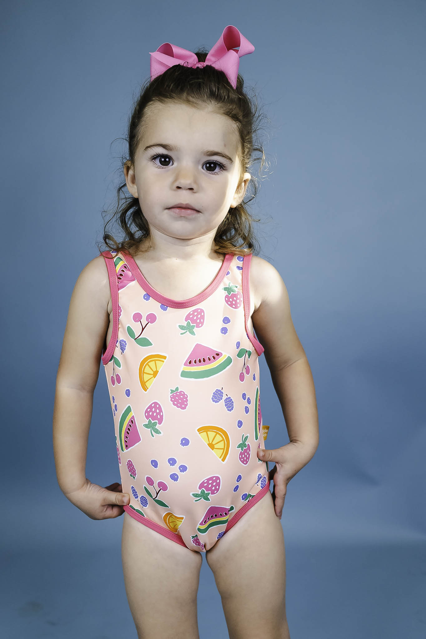 Baby Girl Fruit Salad Print Scoop Back One-Piece Bathing Suit - Cute Swimwear for Beach, Pool & Summer Playtime