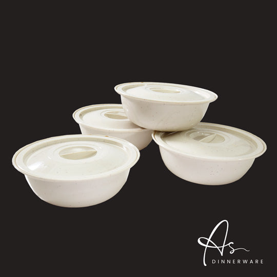 4-Piece Dish Bowl Set with Lid - Airtight Food Storage Containers for Kitchen, Meal Prep & Leftovers (AS1855 4M) - Perfect for Home, Office & Picnics