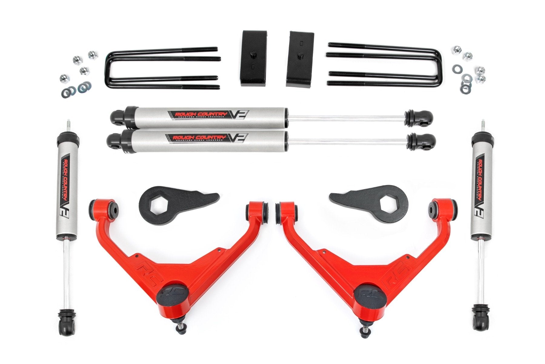 3 Inch Lift Kit for Chevy/GMC Sierra/Silverado 2500 HD & Suburban/Yukon XL 2500 (2001-2010) - FT Code V2 | Heavy Duty Suspension Upgrade | Off-Roading & Towing Enhancement - 859670RED