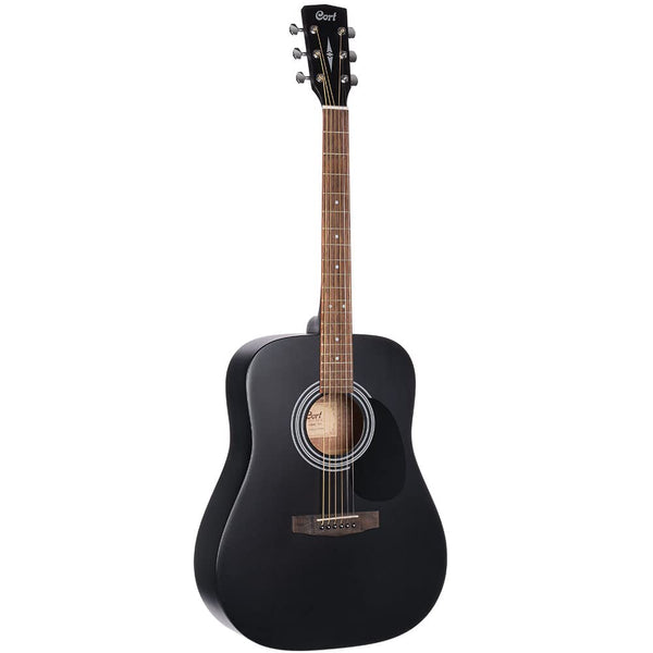 Cort AD810BKS Dreadnought Acoustic Guitar - Satin Black Finish | Perfect for Beginners, Campfires & Live Performances