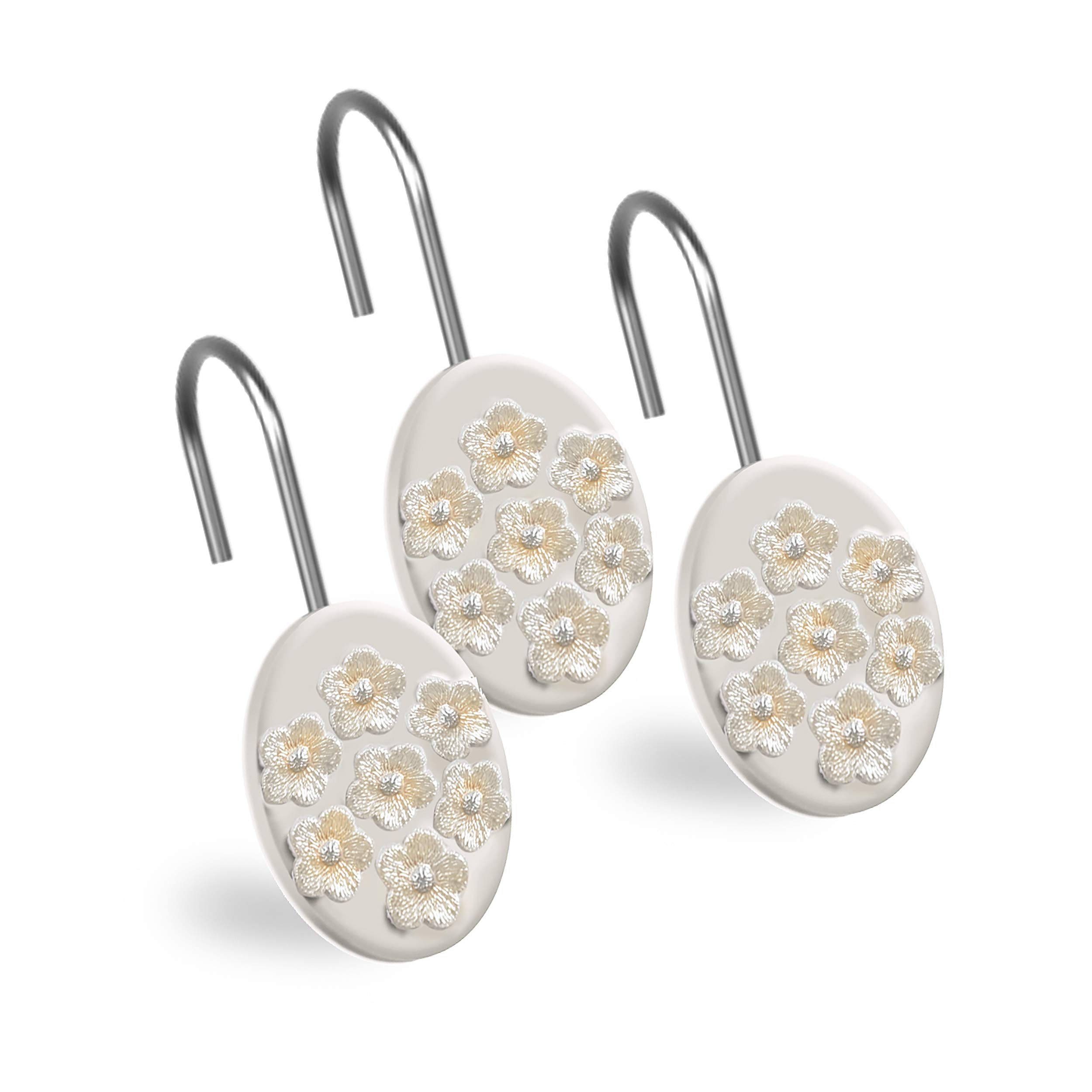 Premium Beige Bloomfield Shower Hooks - Rust-Resistant Bathroom Organizer for Towels, Robes & Loofahs | Perfect for Small Spaces & Apartment Living