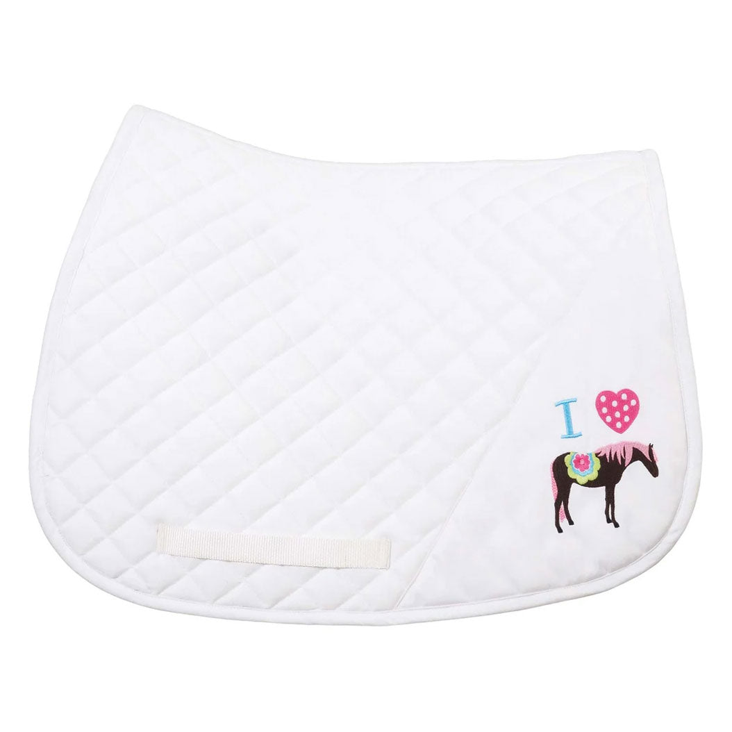 TuffRider I Heart Pony Girl Saddle Pad - Comfortable Equestrian Riding Pad for Kids & Youth - Perfect for Horseback Riding Lessons, Shows, and Trail Rides