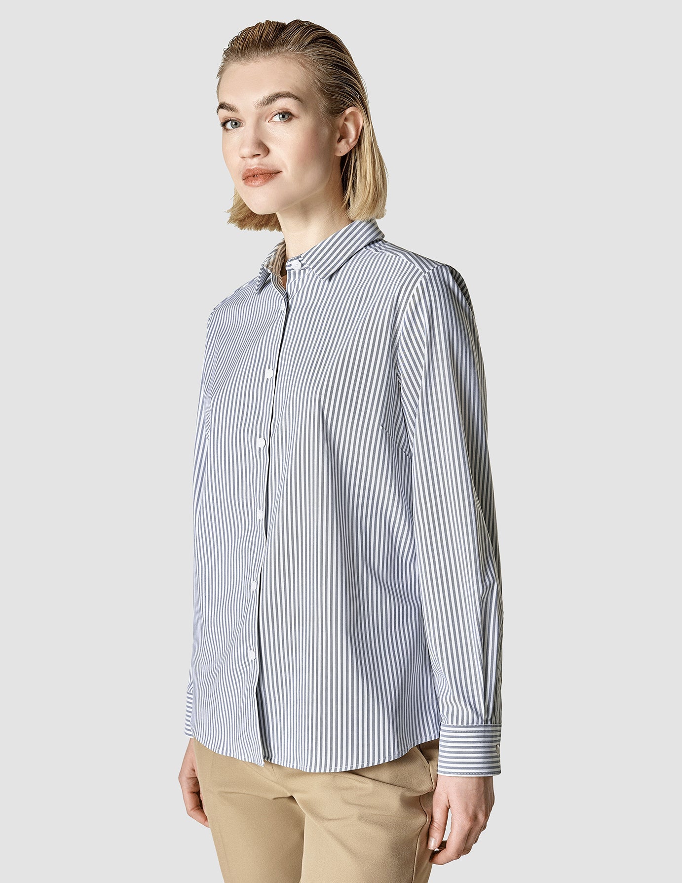 Men's Business Shirt - Classic Navy Striped Dress Shirt for Office & Formal Wear | Slim Fit Cotton Button Down Shirt for Professionals & Business Meetings