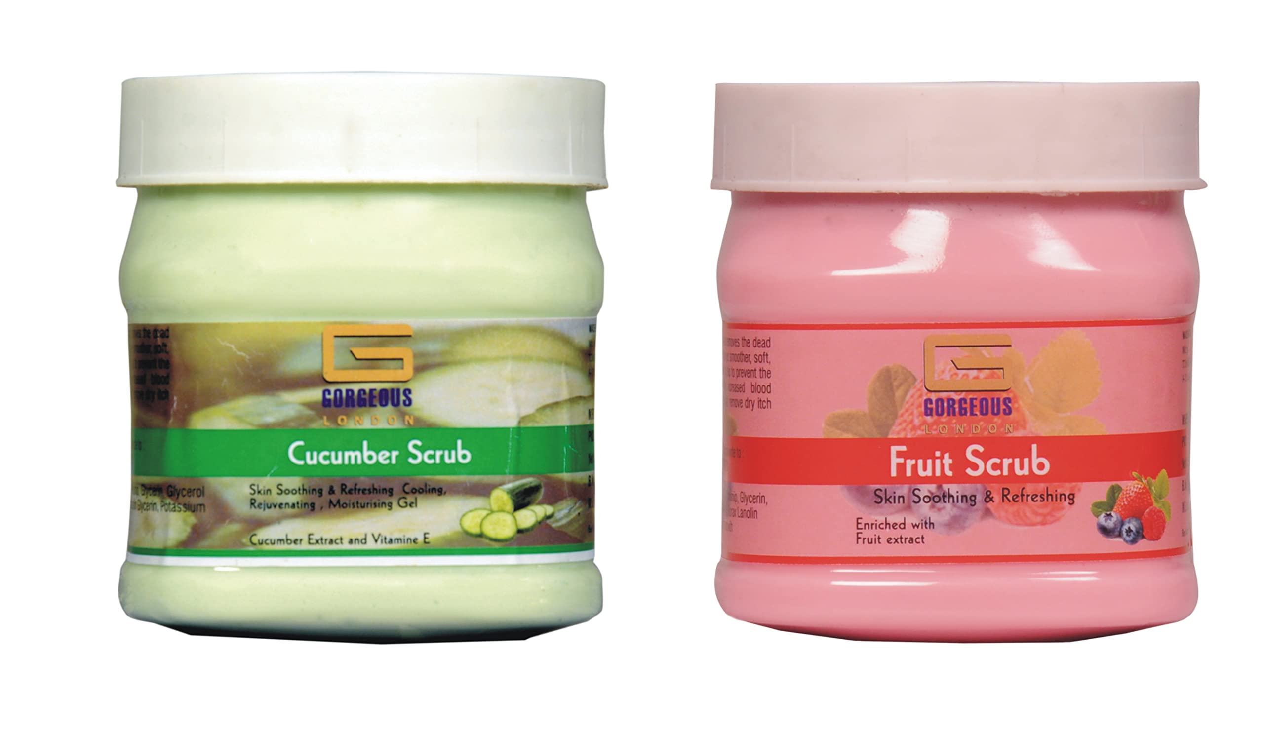 London Cucumber Scrub & Fruit Scrub Combo Set - 2 Pack (450ml Each) for Glowing Skin - Perfect for Exfoliating & Hydrating Face & Body