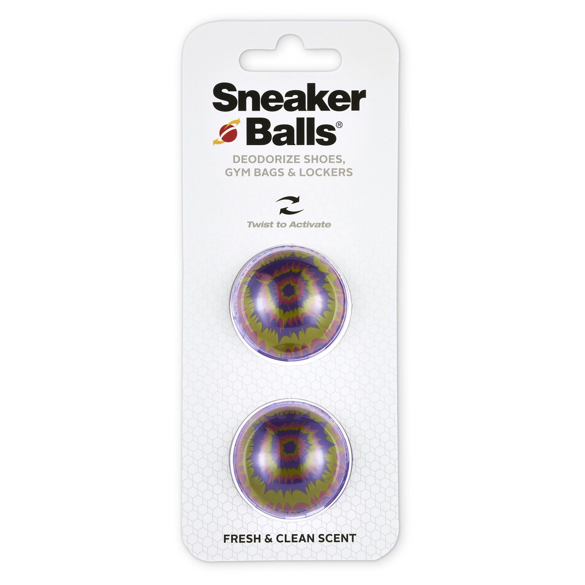 Radical Tie Dye Sneaker Balls 2-Pack - Shoe Deodorizer for Gym, Locker & Travel - Eliminates Odor in Sneakers & Athletic Shoes