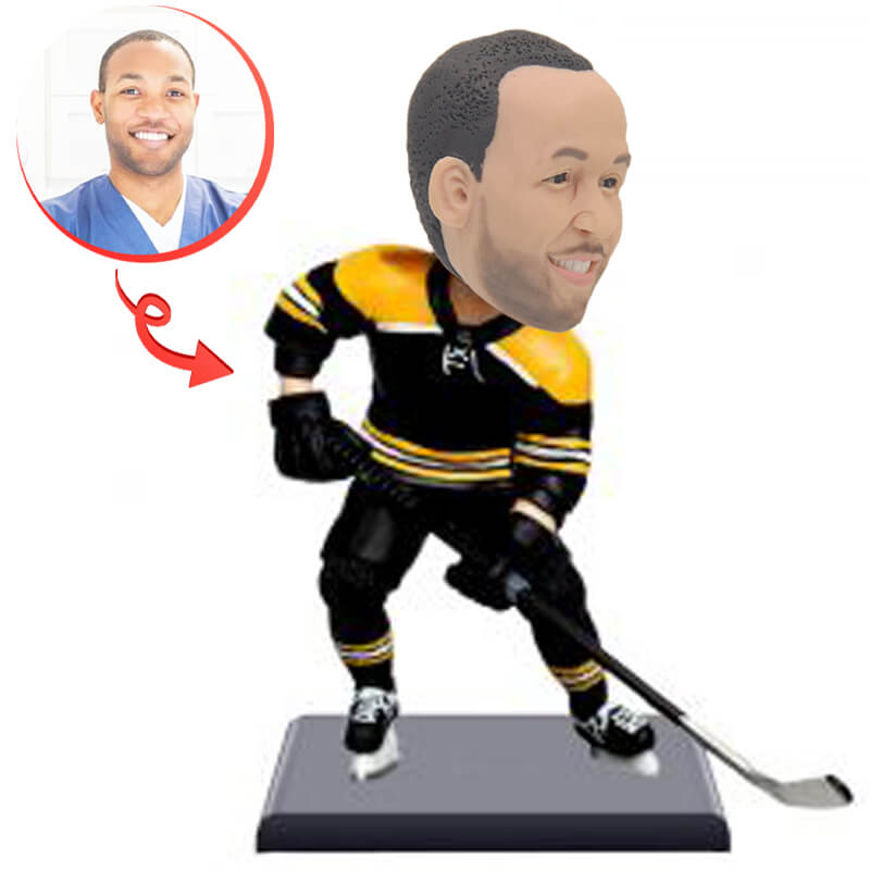 Custom Hockey Player Bobblehead - Personalized NHL Player Figurine - Unique Sports Gift for Hockey Fans & Collectors - Perfect for Birthdays, Team Celebrations & Office Decor