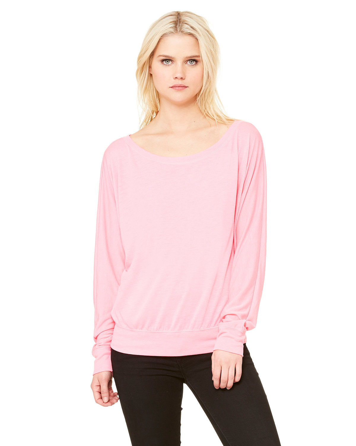 Bella + Canvas 8850 Women's Flowy Long Sleeve Off Shoulder T-Shirt - Soft & Comfortable Casual Top for Everyday Wear, Date Nights & Beach Outfits