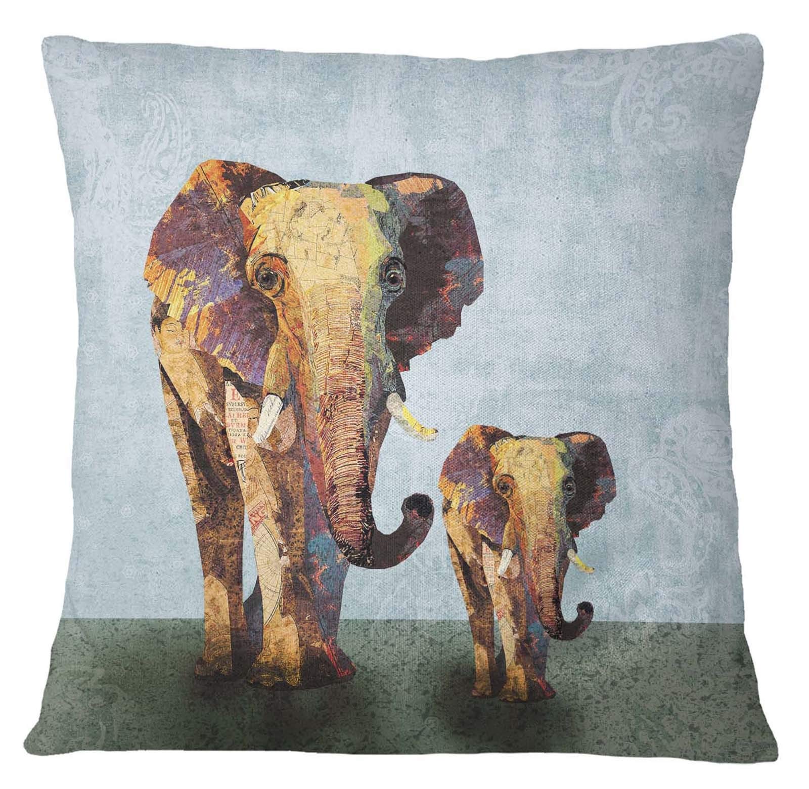 Timingila Blue Elephant Print Square Cushion Cover 16x16 Inch - Decorative Sofa Pillow Case for Living Room, Bedroom & Home Decor