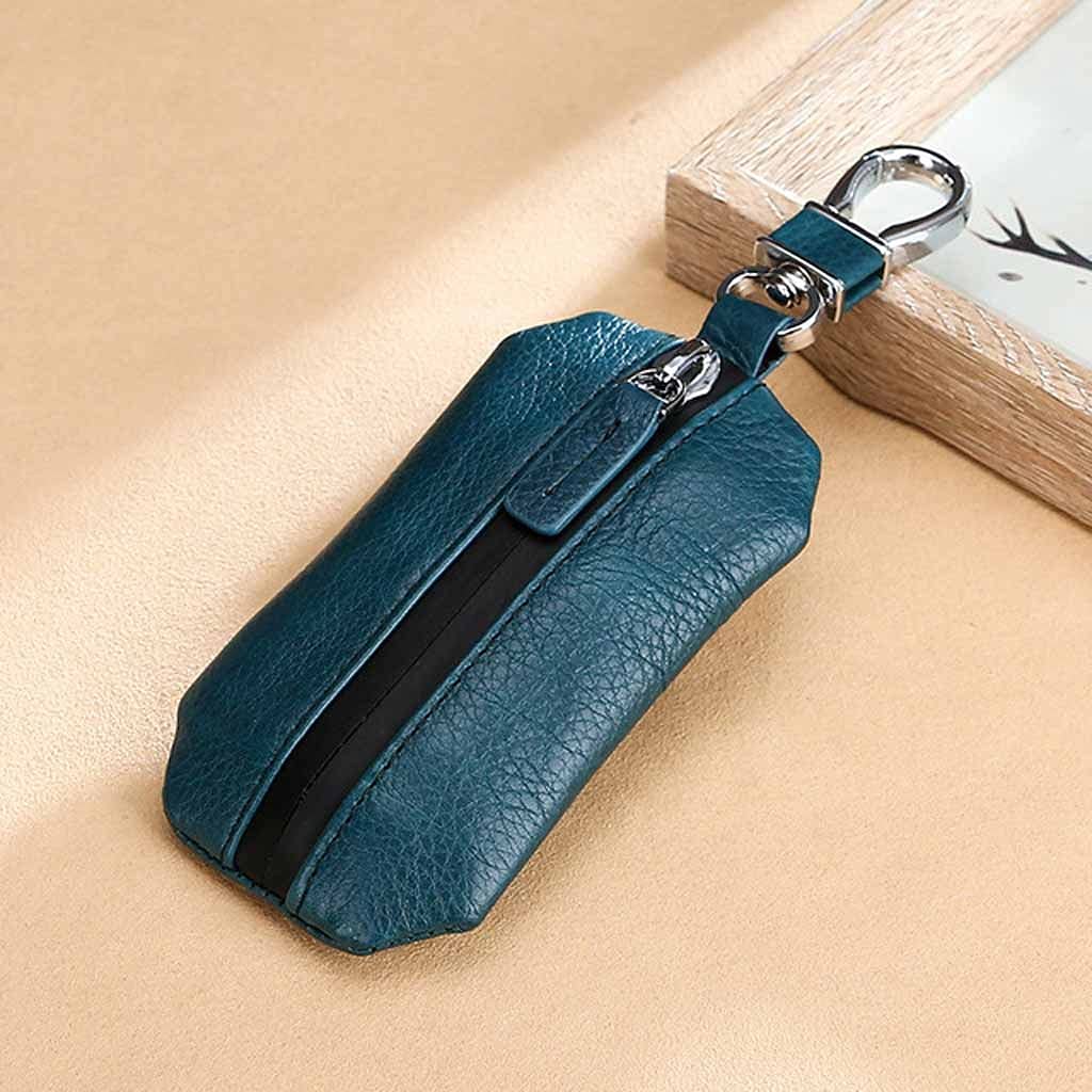 YFQHDD Genuine Leather Key Holder Case for Women - Waterproof Zipper Keychain Pouch Bag with Car & House Keys Organizer (Color B) - Perfect for Key Storage, Travel, and Daily Use